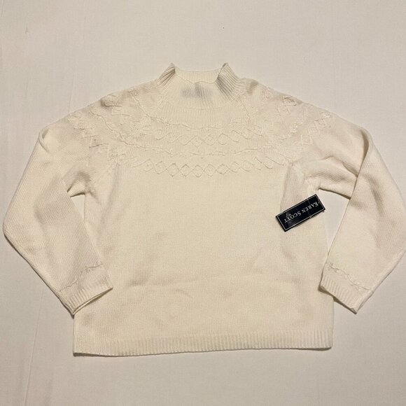 Vintage Karen Scott Cable Knit Sweater Womens Large Made in Hong Kong - Picture 1 of 16